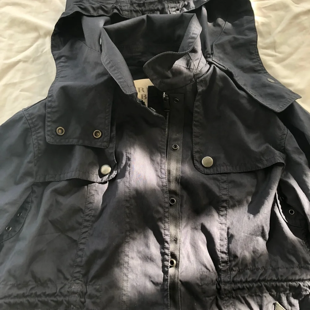 Burberry Navy Blue Hooded Trench Coat - Picture 2 of 8